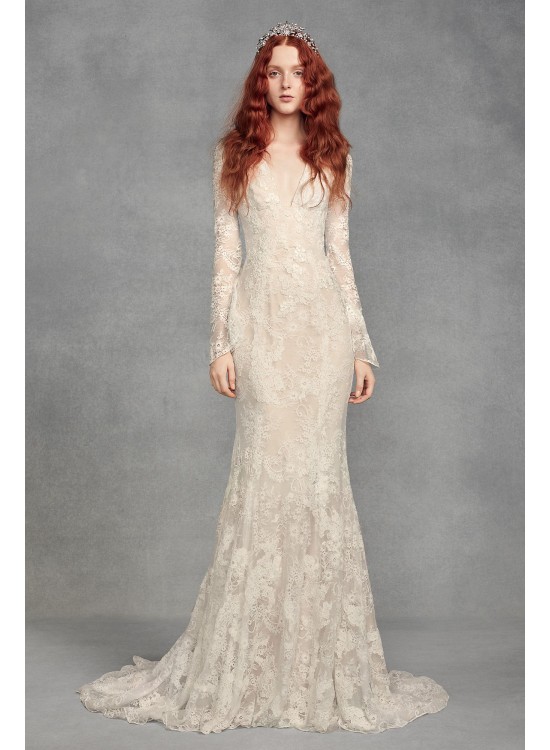  Bell Sleeve Lace Wedding Dress  VW351428