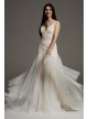  Plunging Tulle Godet Overdress  VW351563