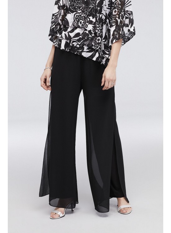 Wide-Leg Chiffon Pants with Side Slits Alex Evenings 378074