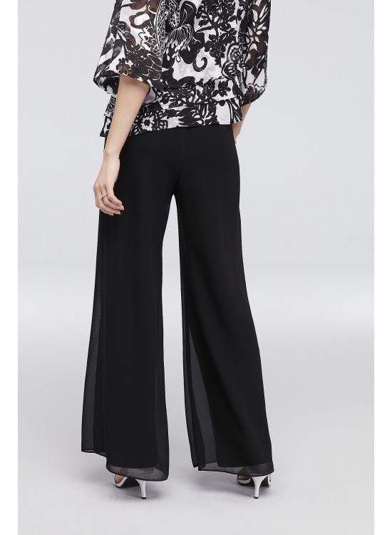 Wide-Leg Chiffon Pants with Side Slits Alex Evenings 378074