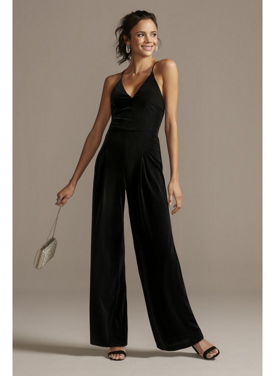 Wide-Leg Velvet Jumpsuit with Spaghetti Straps Teeze Me 737113U