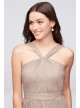 Y-Neck Mesh Short Bridesmaid Dress  F19753