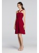 Y-Neck Ruched Bodice Crinkle Chiffon Short Dress  W10943